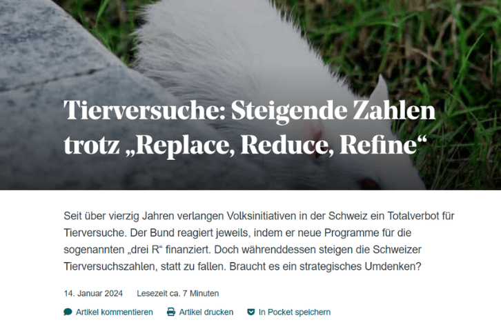 Artikel: Steigende Tierversuche