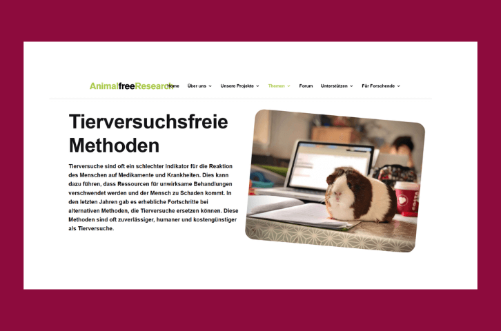 Webseite: Tierversuchsfreie Methoden